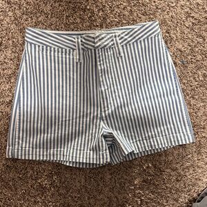 Madewell stripe high waist shorts.